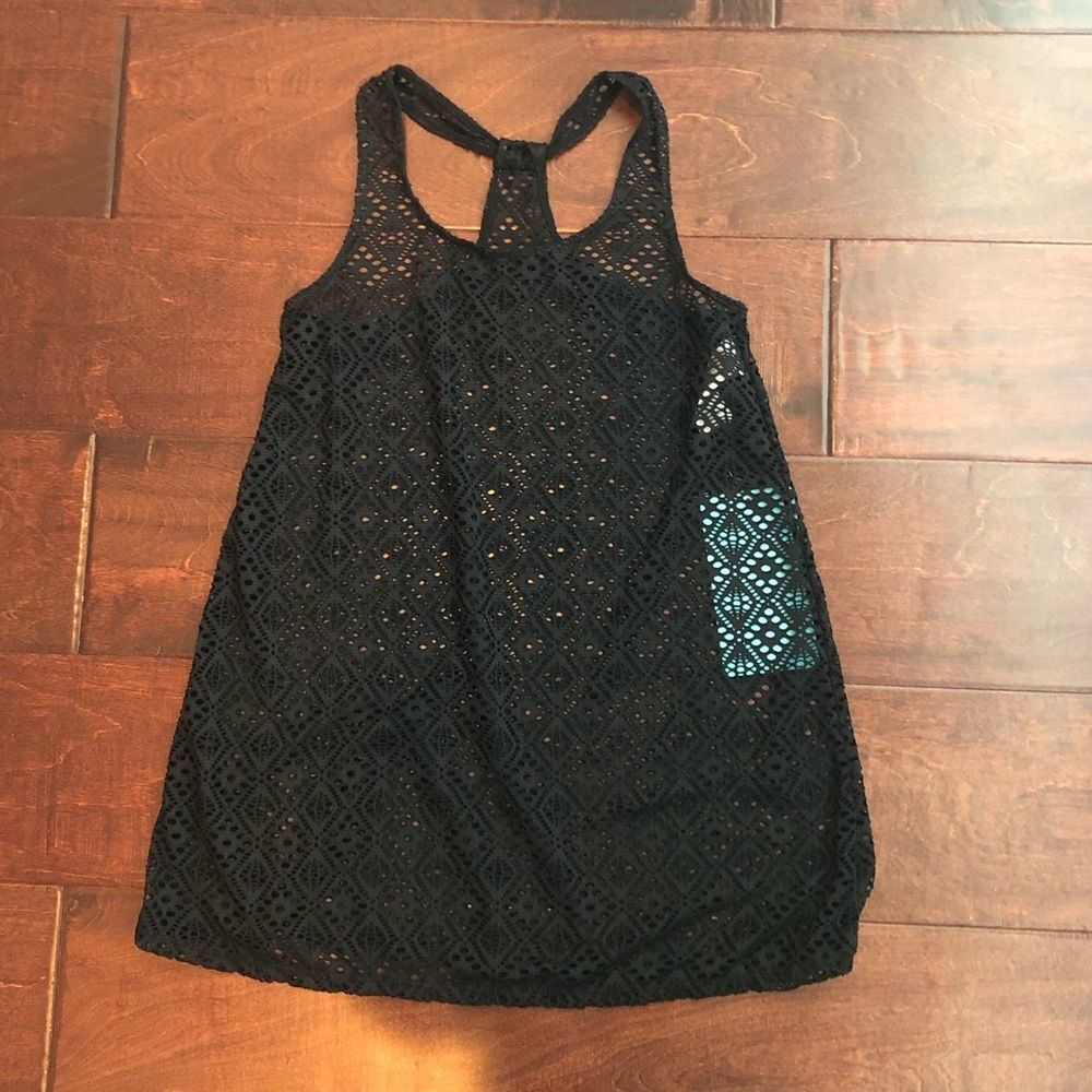 Pink and black Crochet cover up